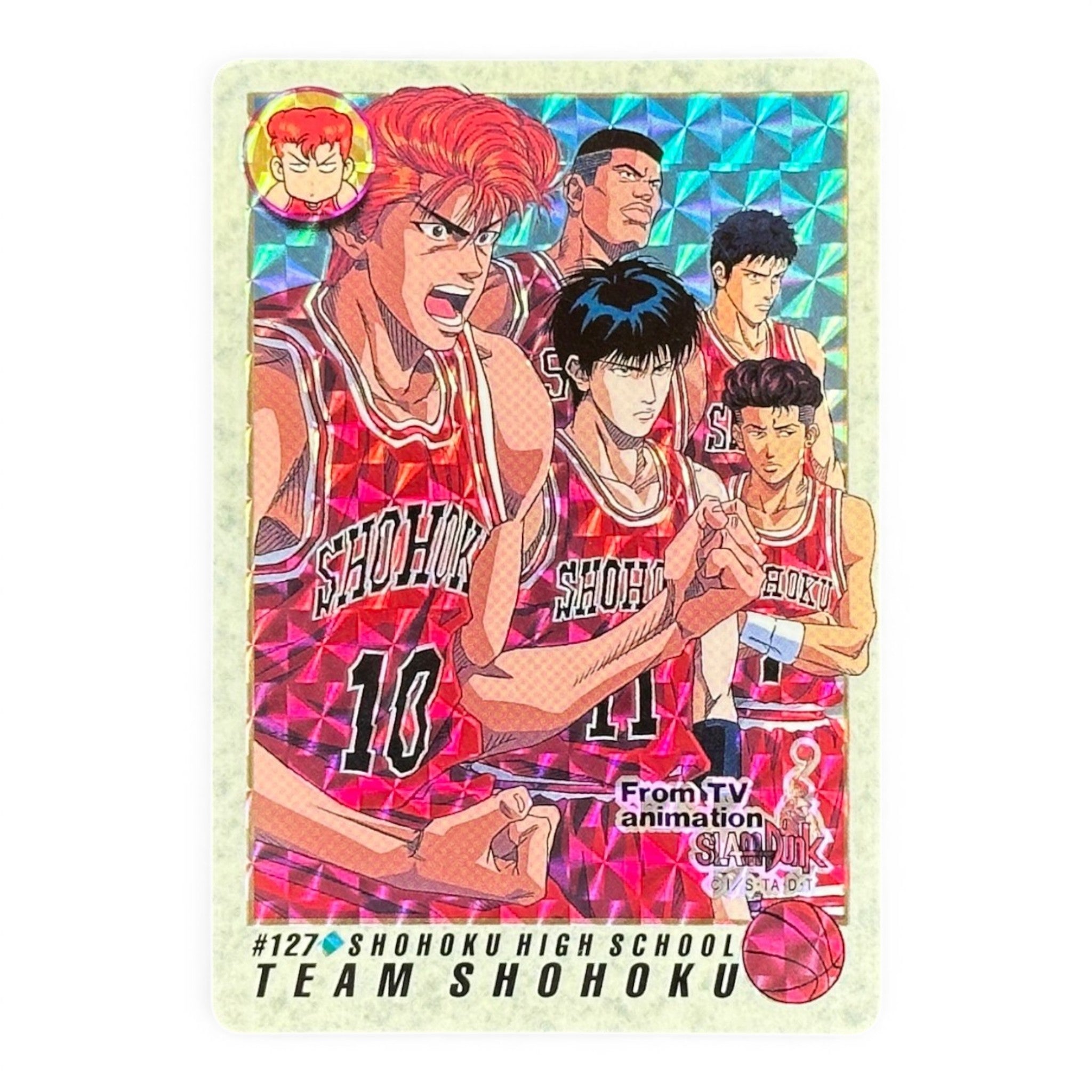 Slam Dunk Team Shohoku #127 Bandai 1995 Japanese Anime Card Holo Rare Collectible