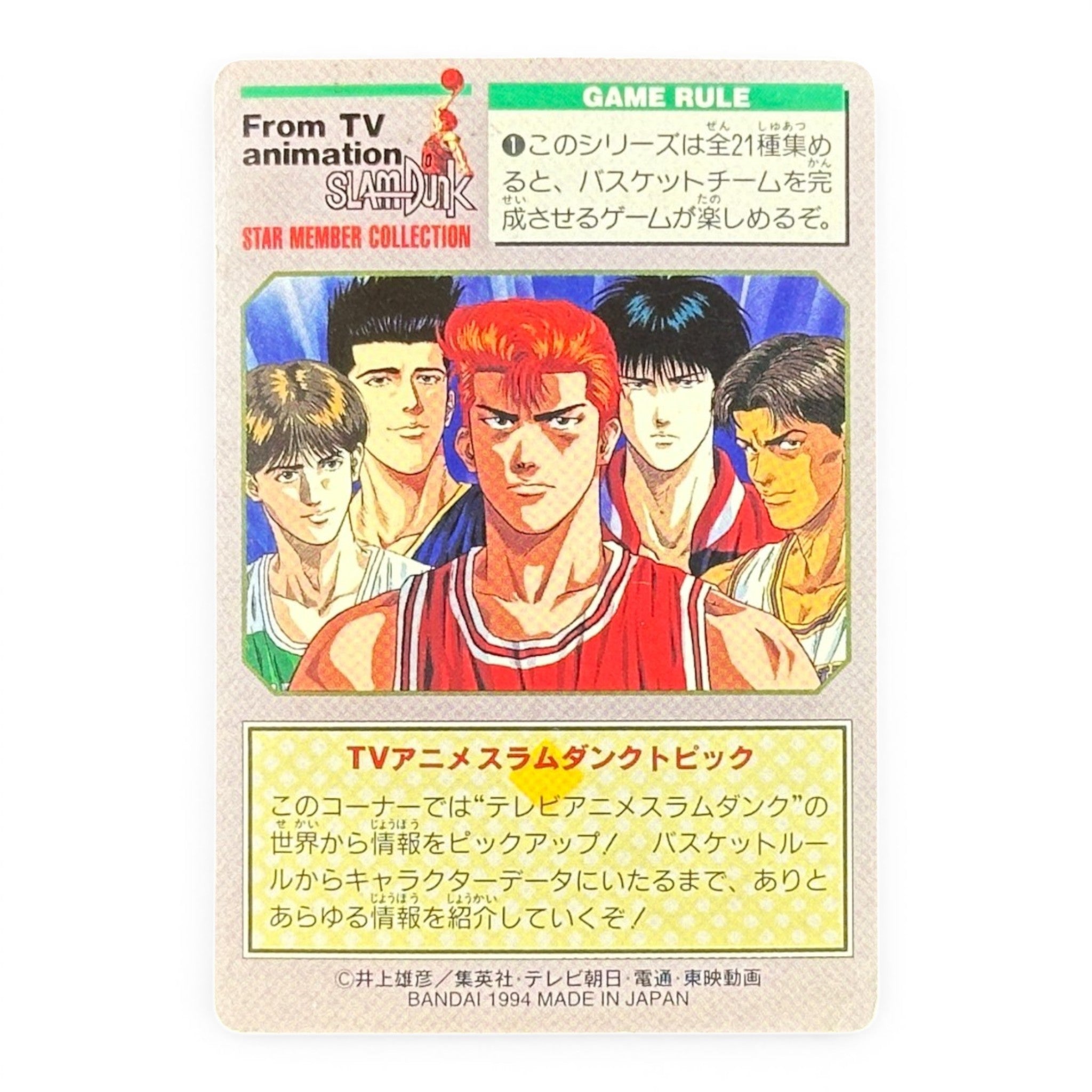 Slam Dunk Hanamichi Sakuragi Prism Holo Card Bandai 1994 Japanese Anime Collectible
