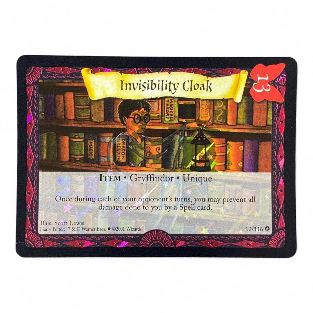 Harry Potter Invisibility Cloak trading card English 12/116 2001 Wizards