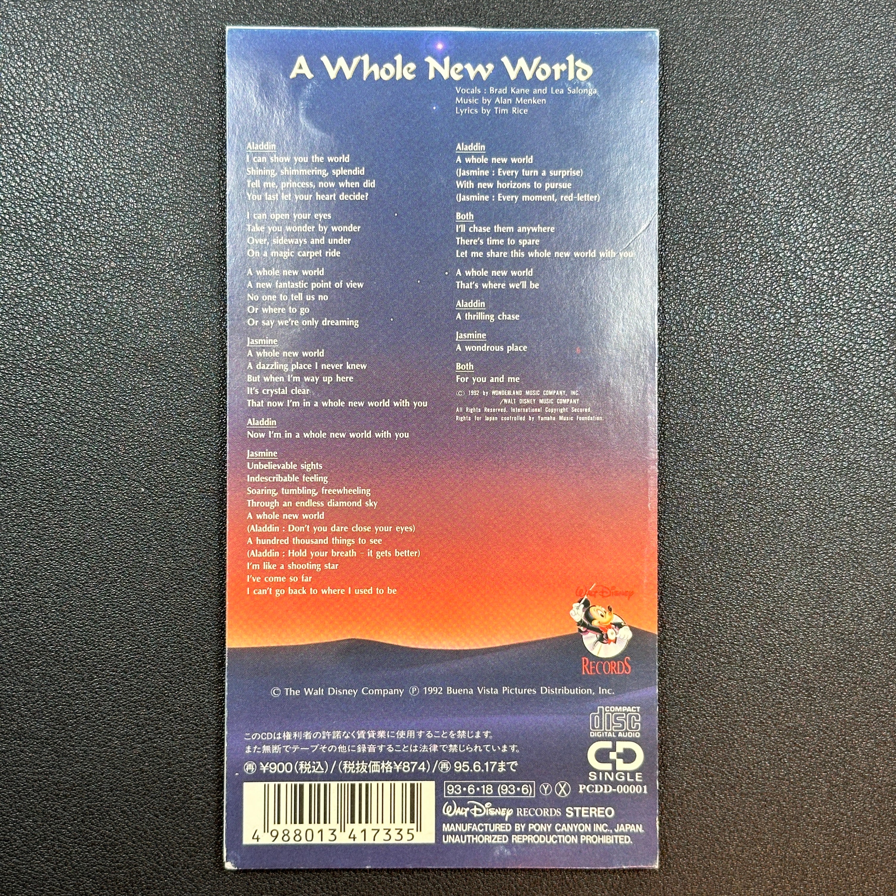 Aladdin CD Single A Whole New World