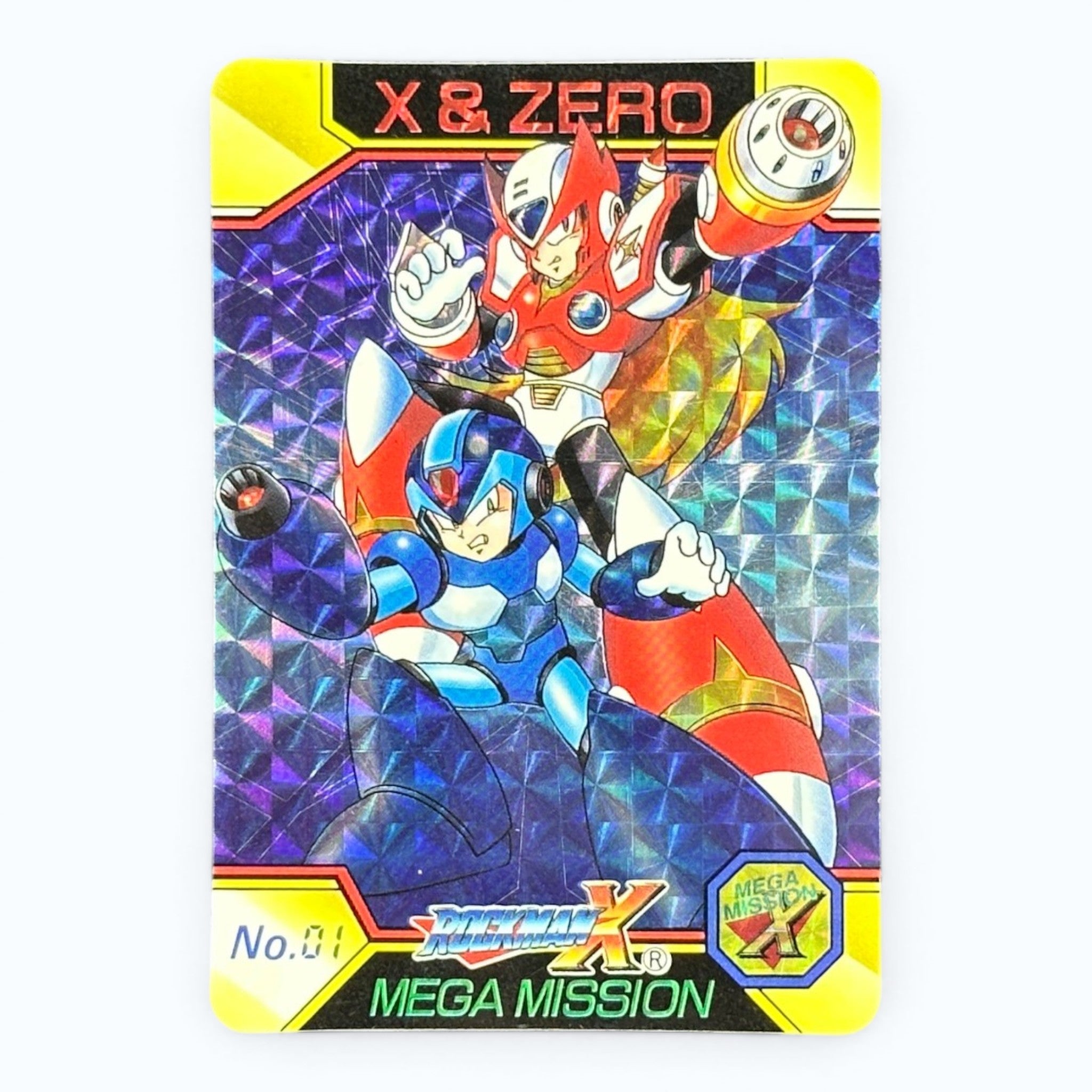 Mega Man X & Zero No.01 Prism Card Bandai 1995 Japanese Holo Rockman X Mega Mission
