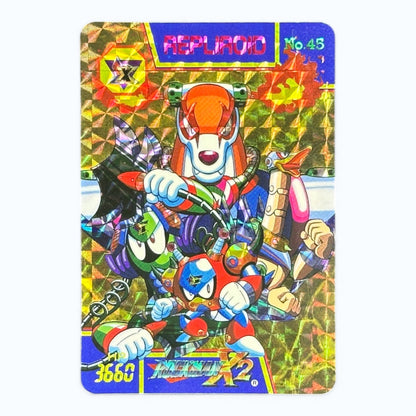 Mega Man X2 Repliroid No.45 Prism Card Bandai 1994 Japanese Holo Rockman X2 Capcom