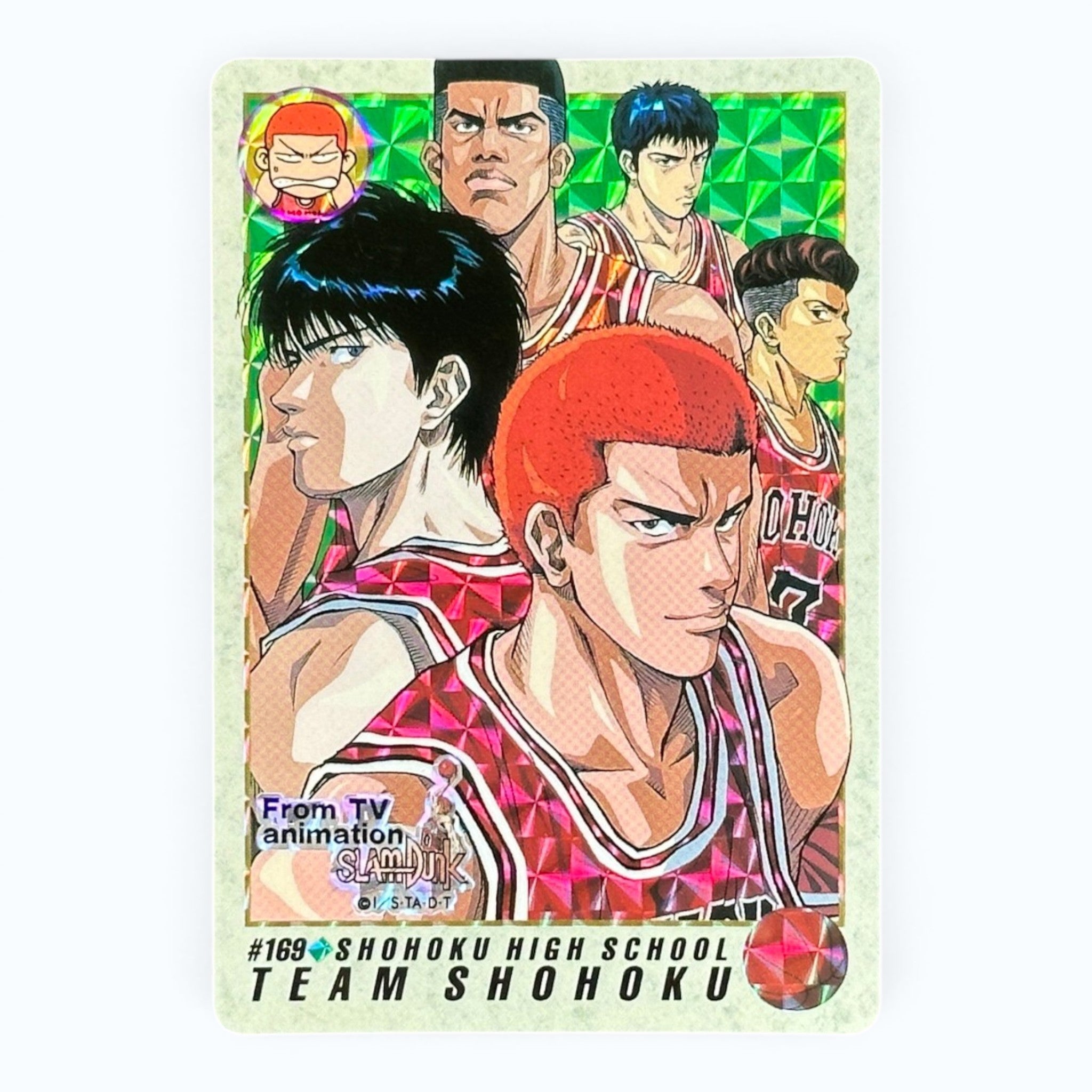 Slam Dunk Team Shohoku #169 Bandai 1995 Japanese Prism Anime Card Sakuragi Rukawa