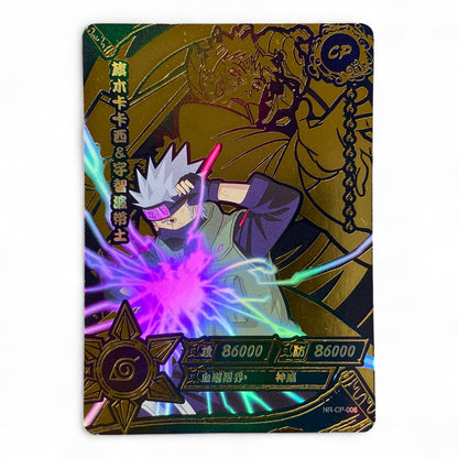 CP Naruto trading card featuring Kakashi Hatake and Obito Uchiha Classic Parallel holographic anime collectible