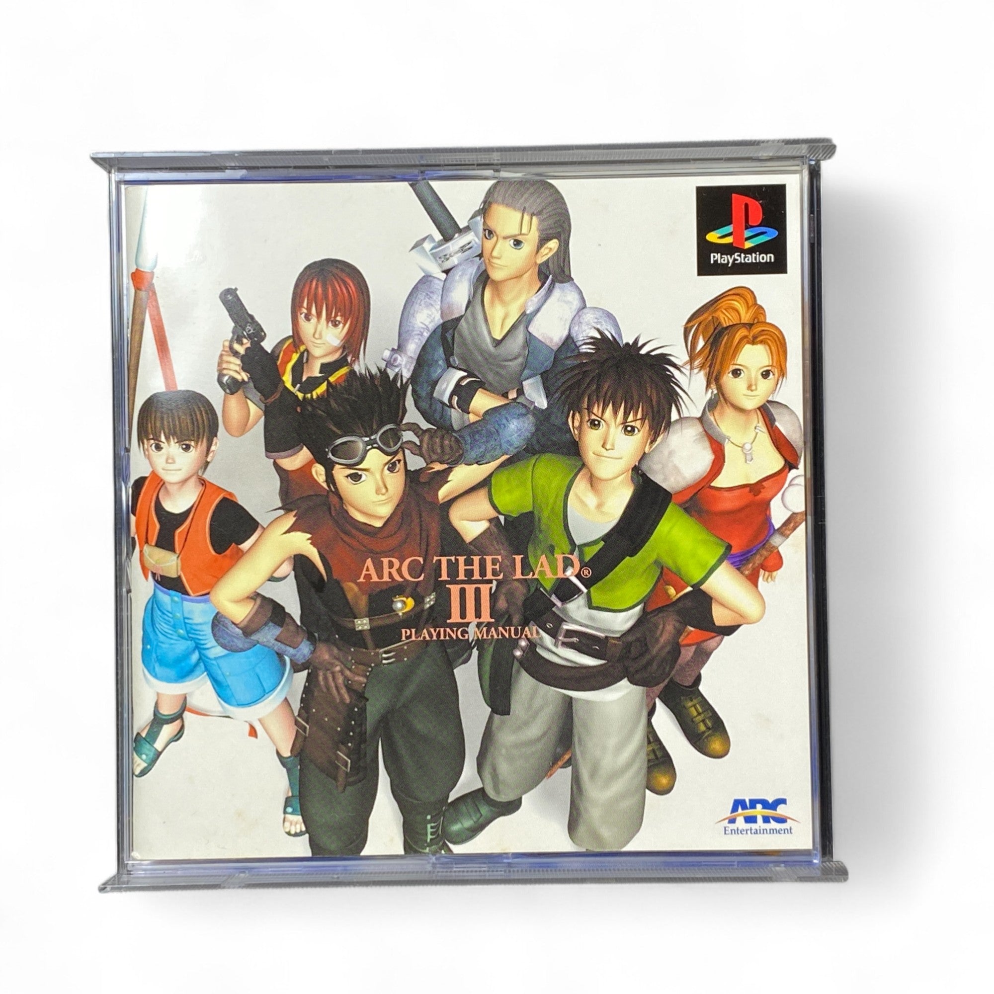 Arc the Lad III Japanese PS1 game cover featuring anime characters in tactical RPG pose


