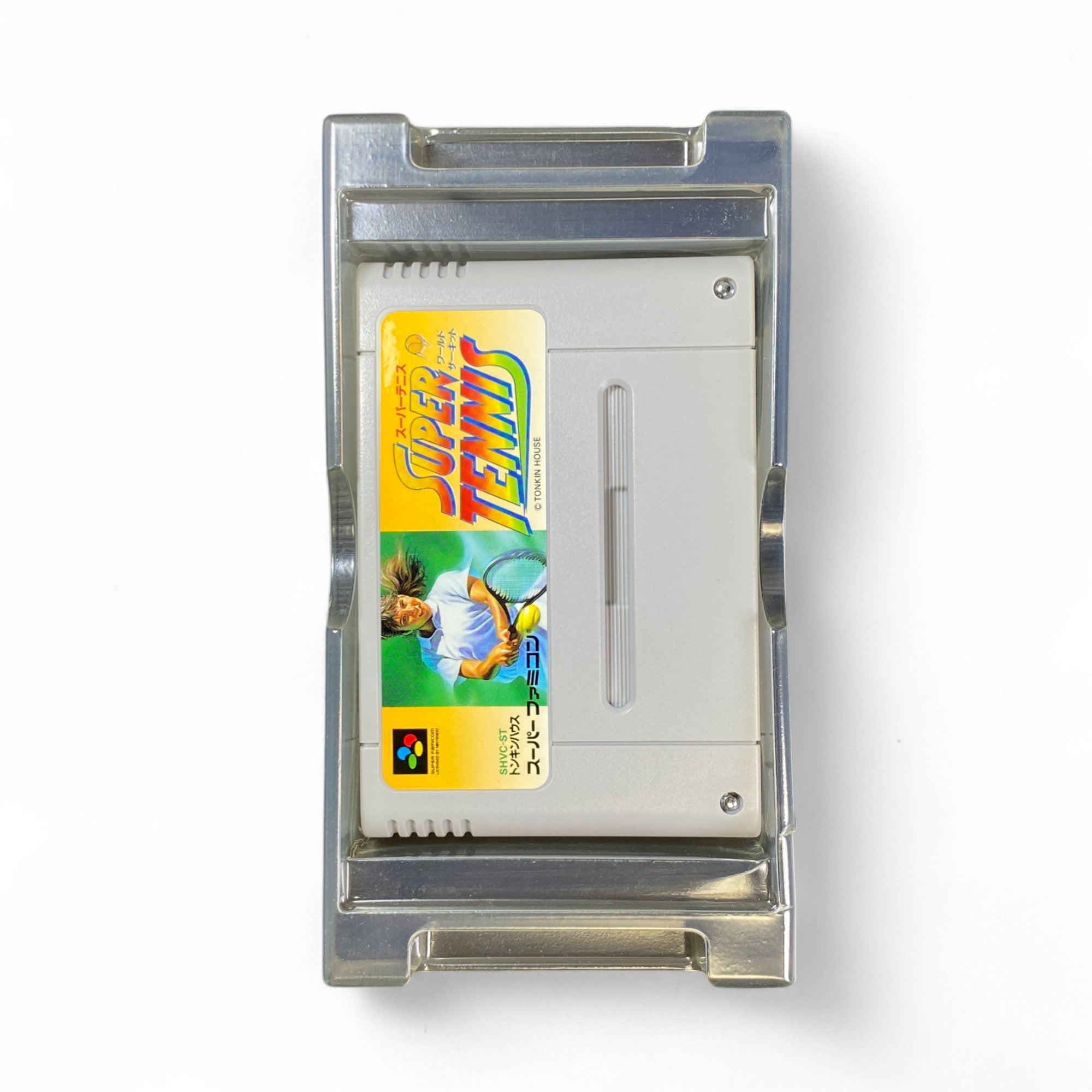 Super Tennis World Circuit Super Famicom box art with female tennis player swinging racket

