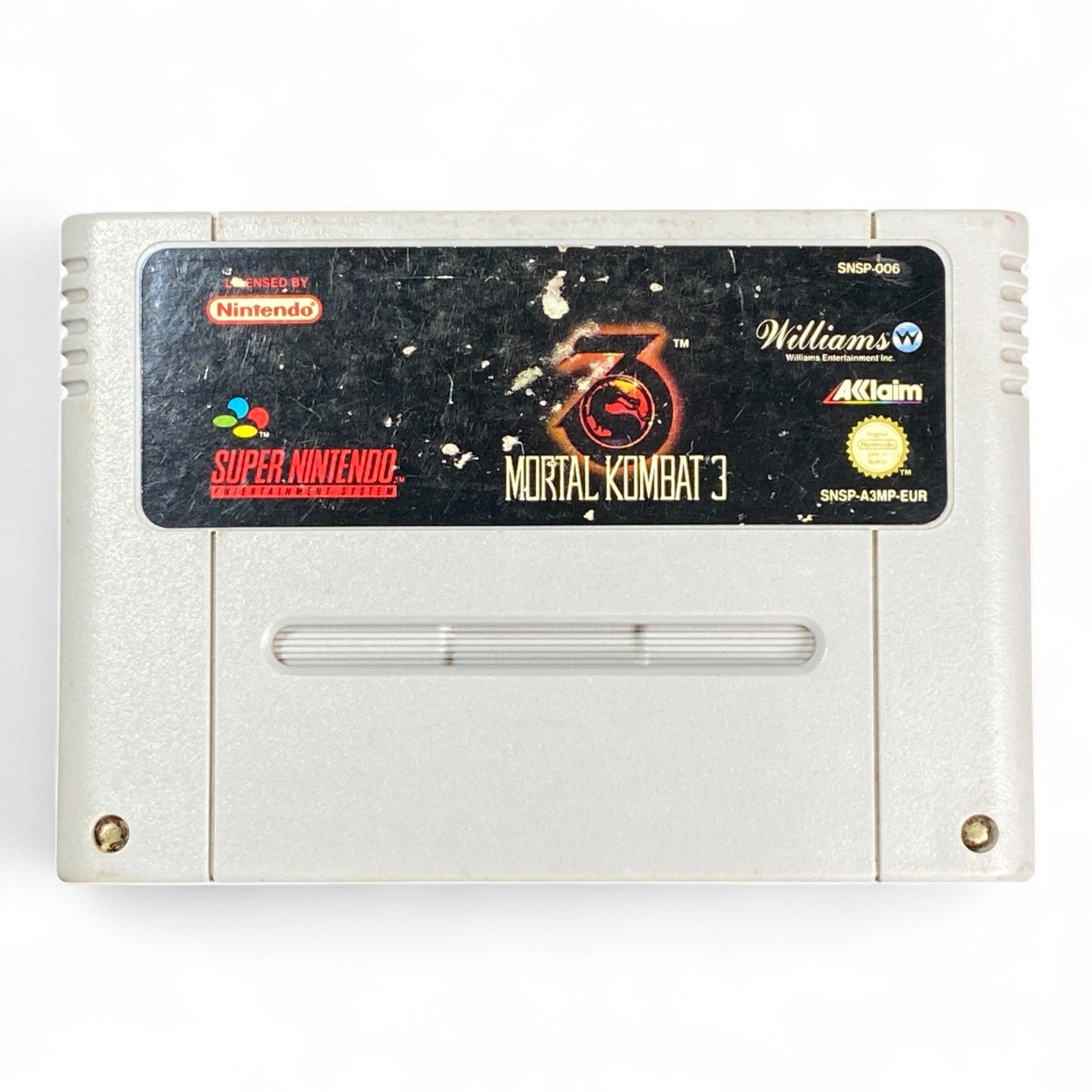 Mortal Kombat 3 SNES cartridge PAL version by Acclaim for Super Nintendo

