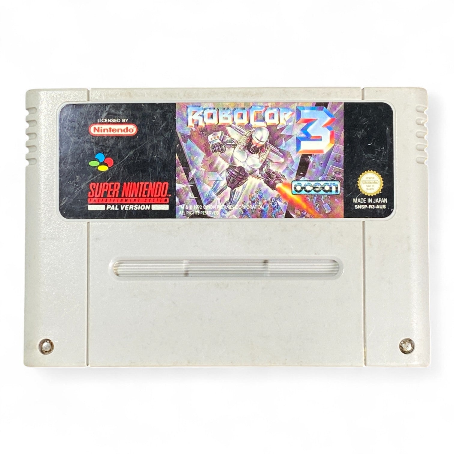 RoboCop 3 SNES PAL cartridge SNSP-R3-AUS Ocean Super Nintendo retro shooter

