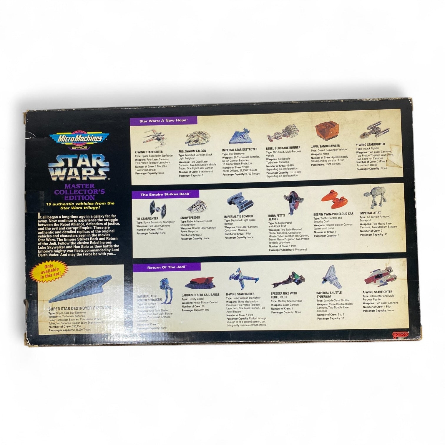 Star Wars Micro Machines Master Collector's Edition Galoob 19 Vehicle Set Opened