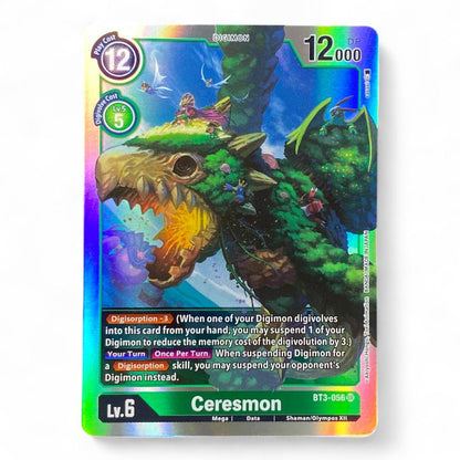 Digimon Card Game Ceresmon BT3-056 SR Holo Mega Olympos XII Green Card