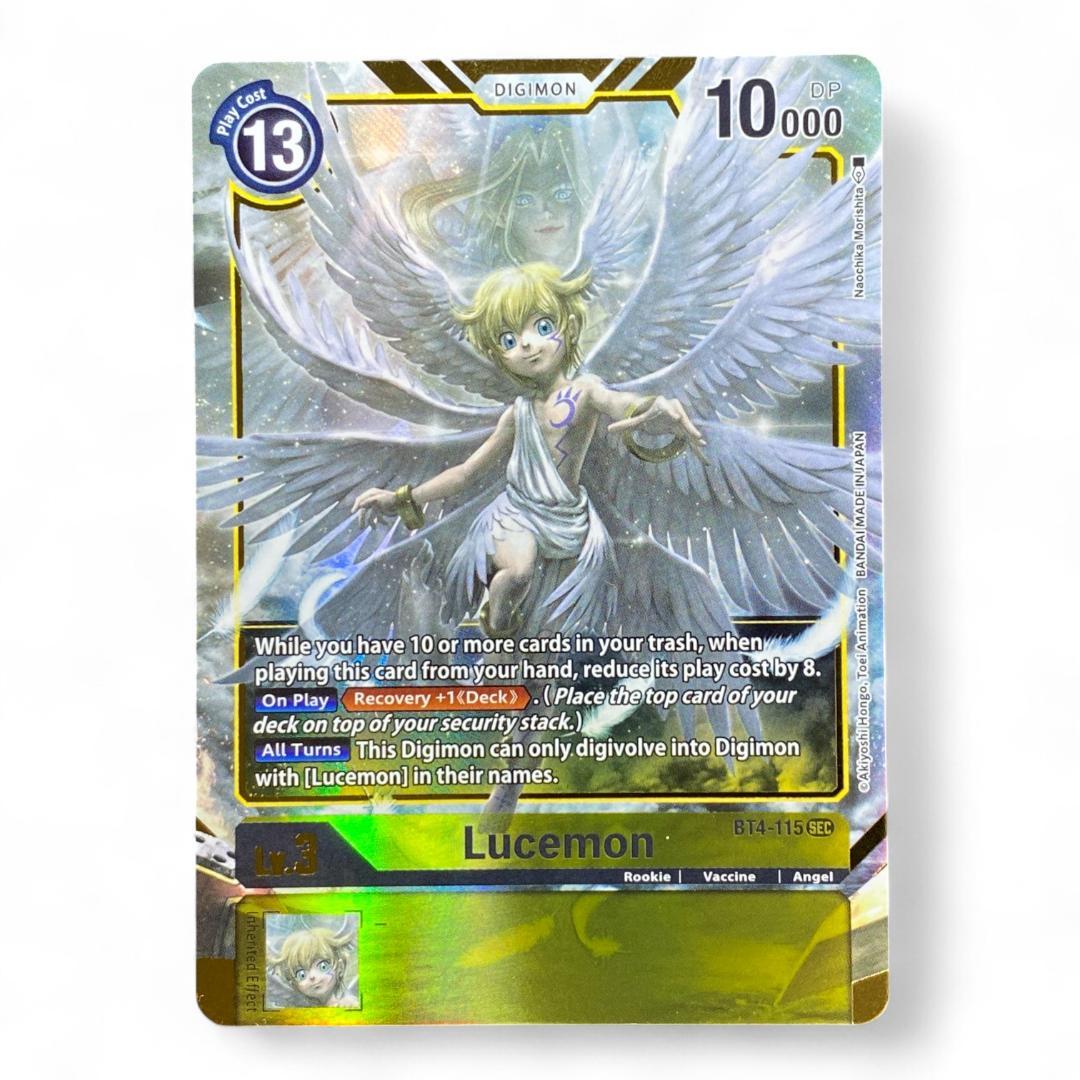 Lucemon Digimon card BT4-115 SEC Secret Rare English Rookie Angel

