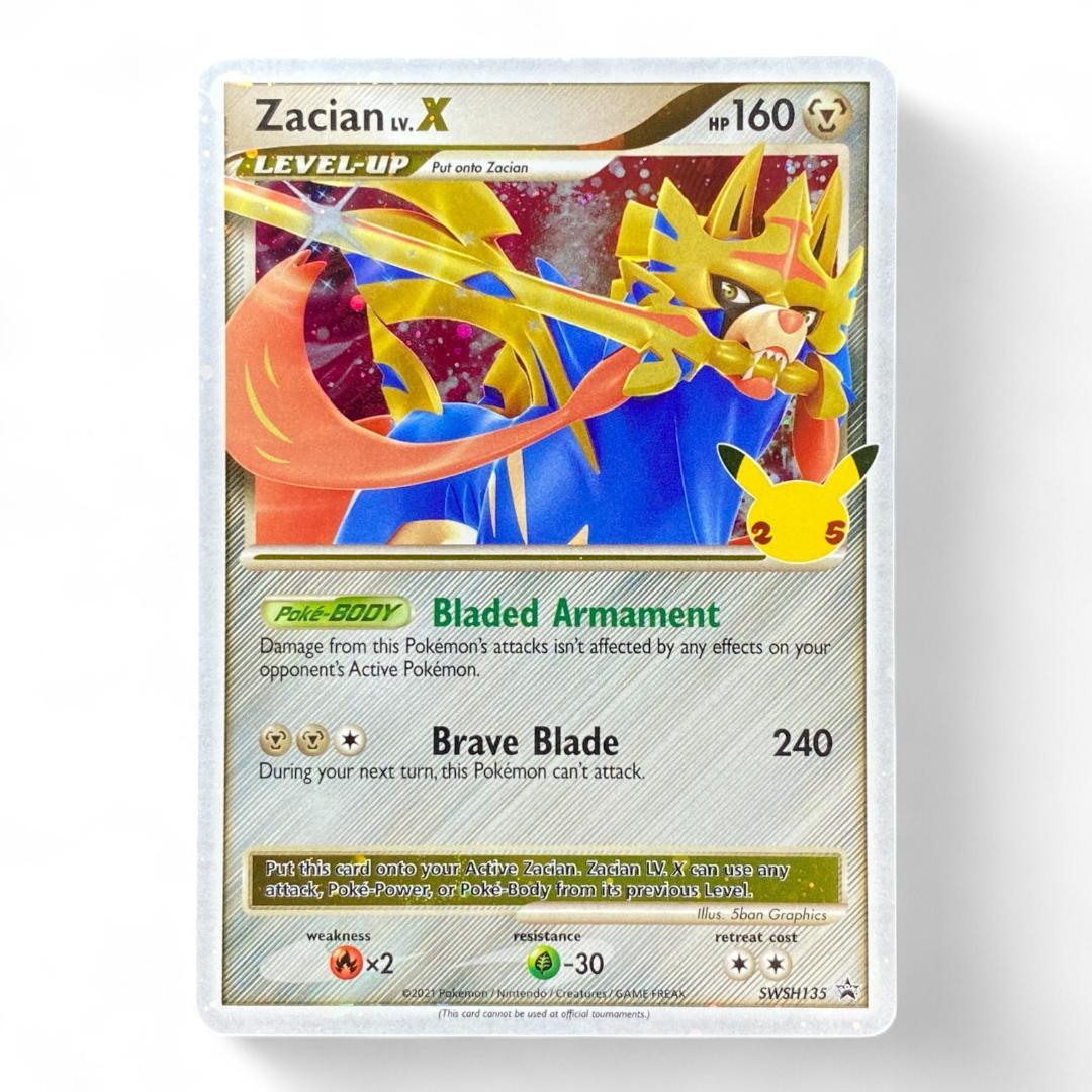 Zacian Lv.X 25th Anniversary Promo SWSH135 Holo Pokémon Card

