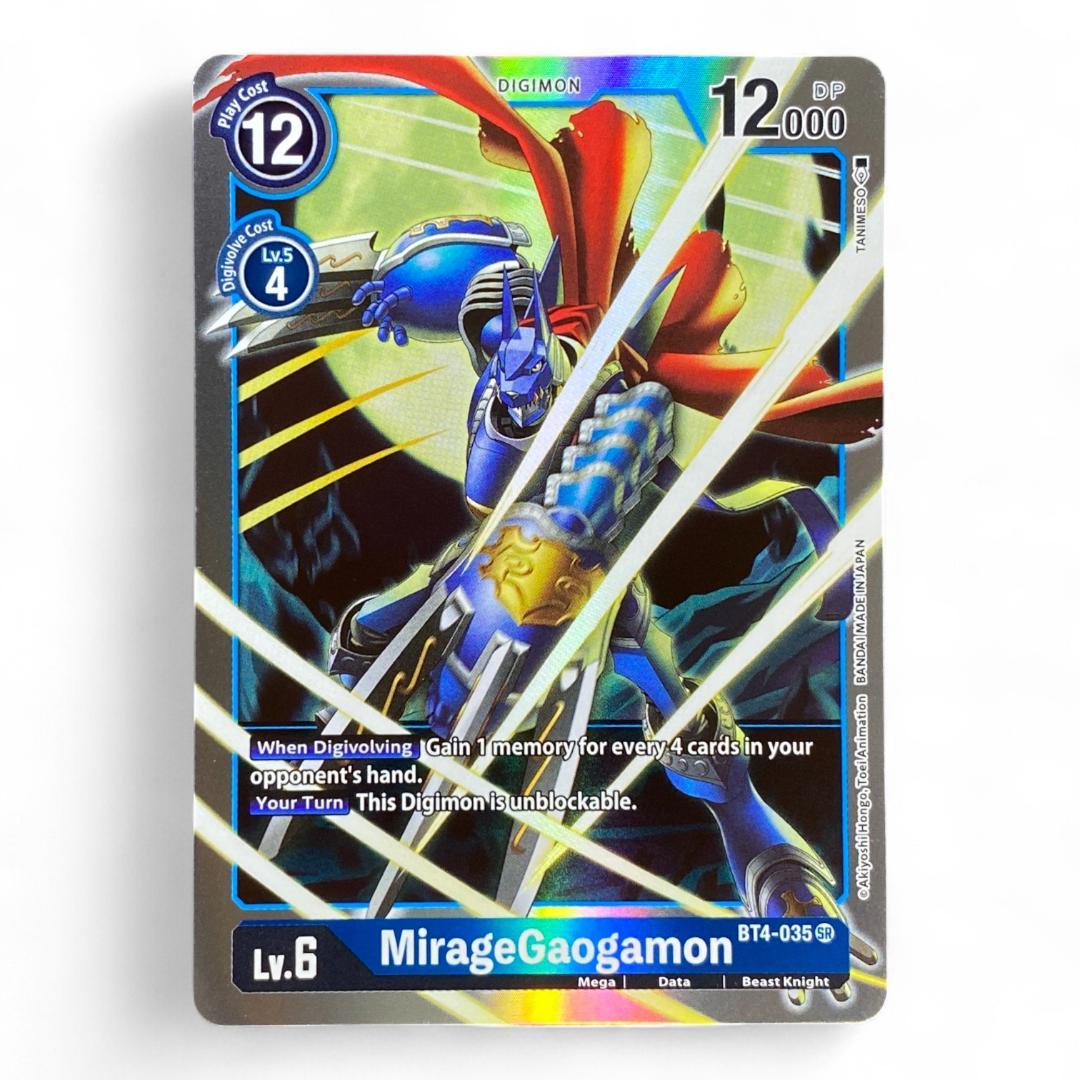 Digimon Card Game MirageGaogamon BT4-035 SR Holo Mega Beast Knight Blue

