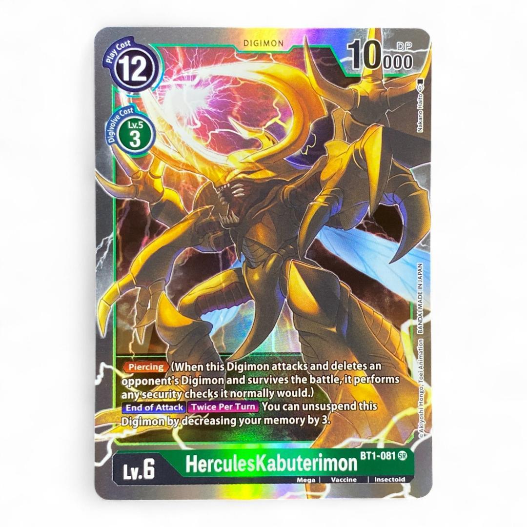 Digimon Card Game HerculesKabuterimon BT1-081 SR Holo Mega Insectoid Green