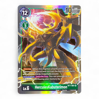 Digimon Card Game HerculesKabuterimon BT1-081 SR Holo Mega Insectoid Green