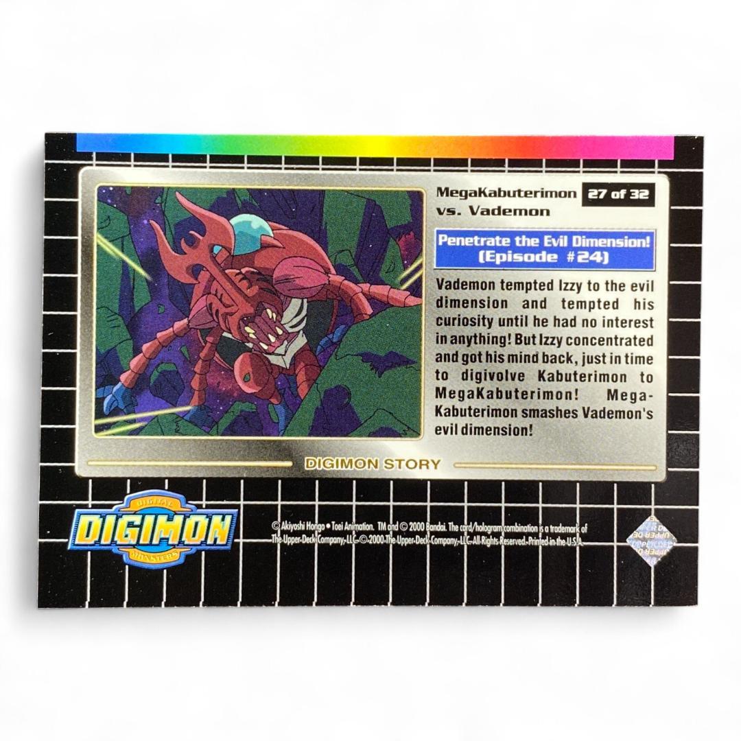Vintage Digimon Holo Card Megakabuterimon vs. Vademon Prism Foil Battle

