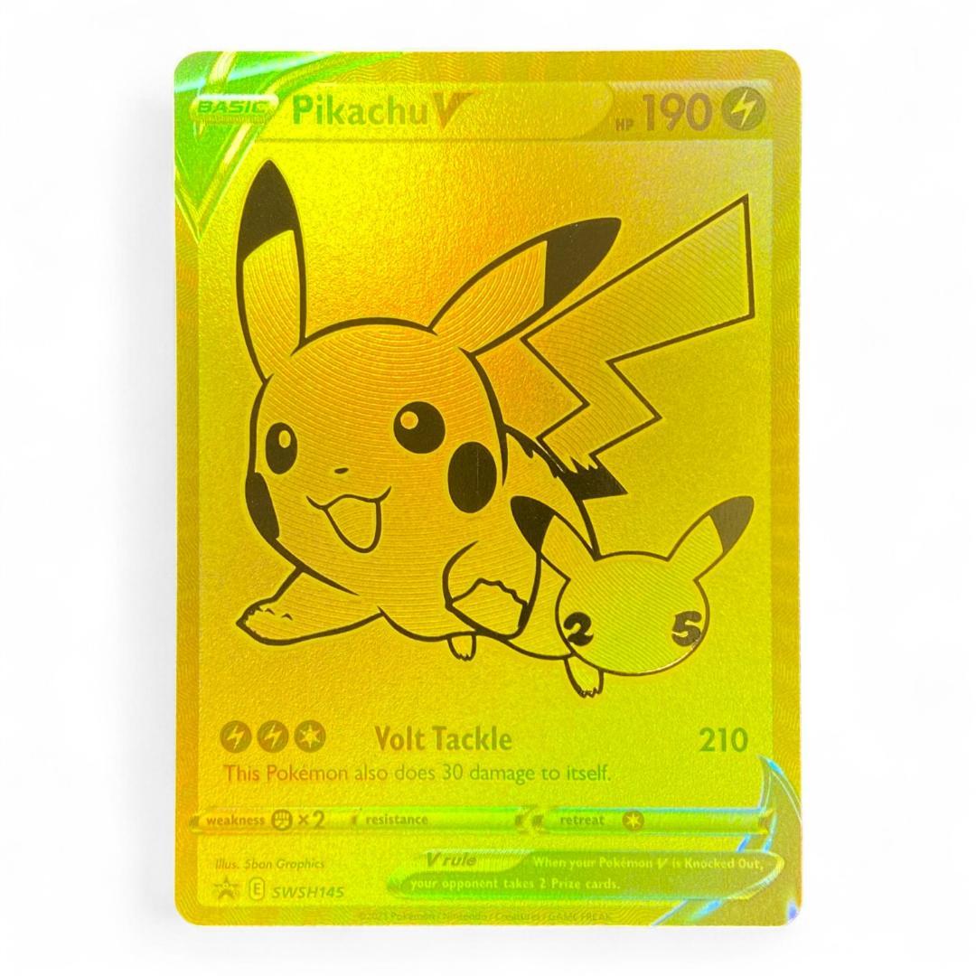 Pikachu V Gold 25th Anniversary Promo Card SWSH145 Pokémon TCG Volt Tackle
