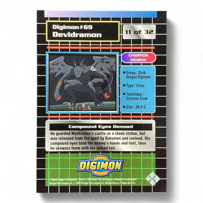 Vintage Digimon Devidramon 69 DP400 Champion Level Holographic Card

