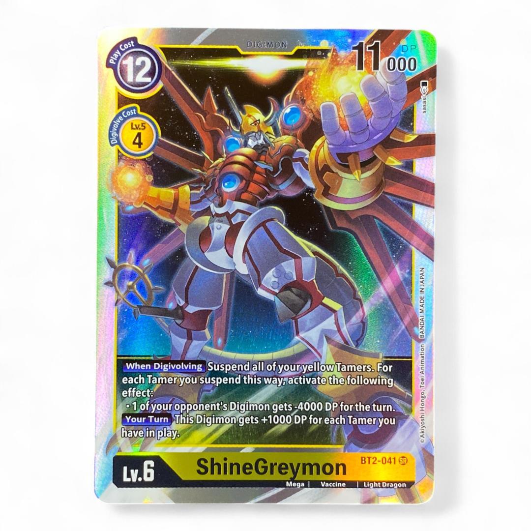 Digimon Card Game ShineGreymon BT2-041 SR Holo Mega Yellow Light Dragon