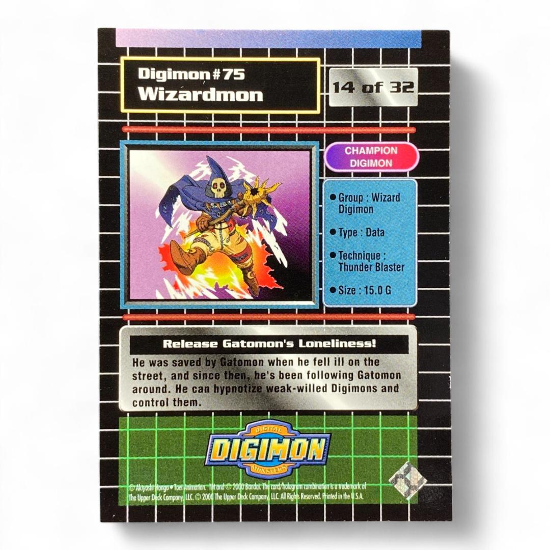 Vintage Digimon Card Wizardmon 75 DP250 Champion Prism Holo Foil