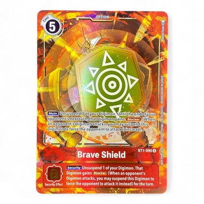 Digimon Card Game Brave Shield BT1-095 Holo Red Option Card Blocker Effect

