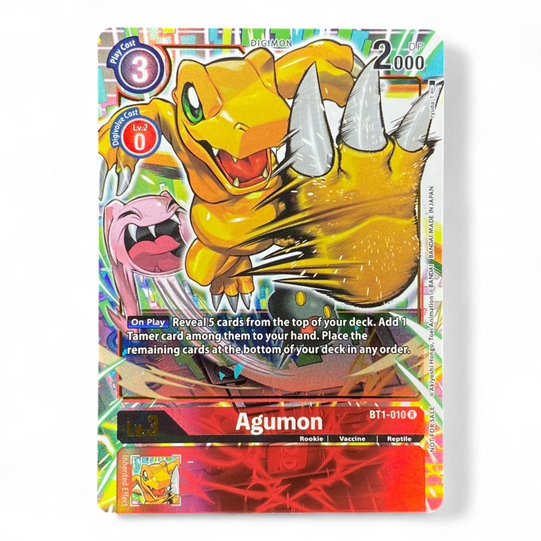 Digimon Card Game Agumon BT1-010 Promo Alt Art Holo Rookie Red Card