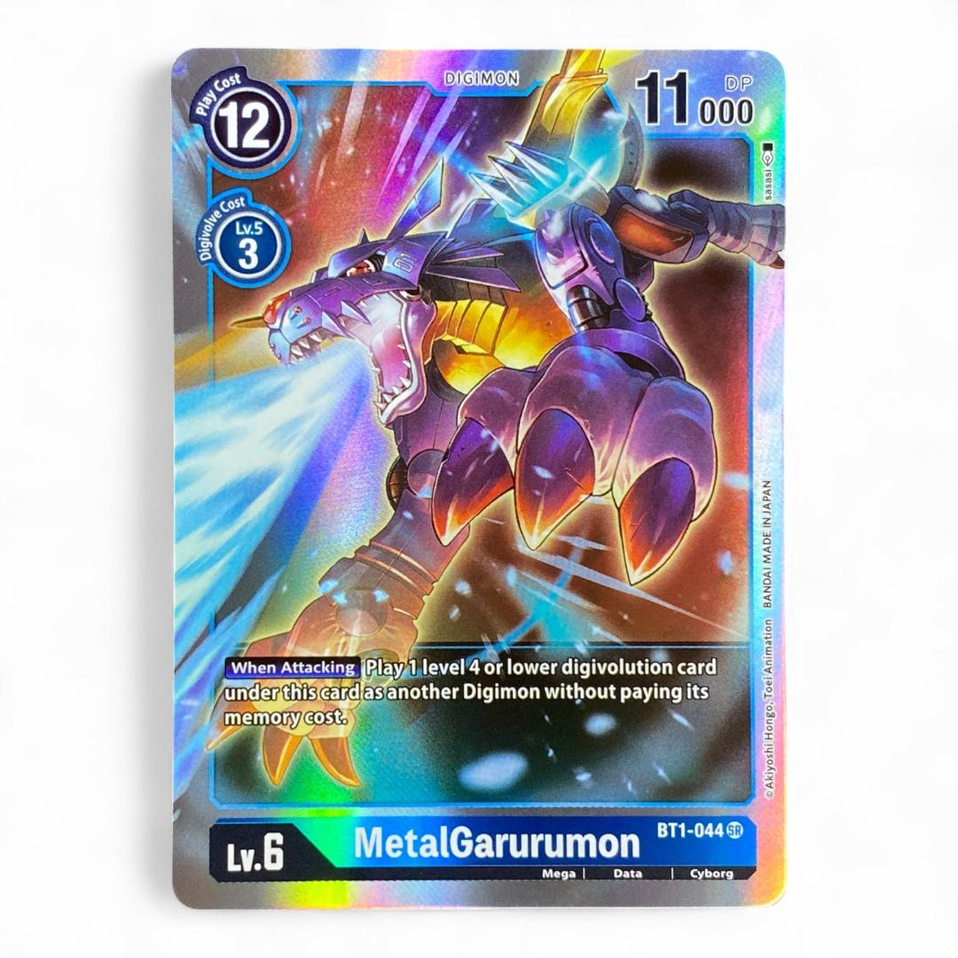 Digimon Card Game MetalGarurumon BT1-044 SR Holo Mega Blue Cyborg Card

